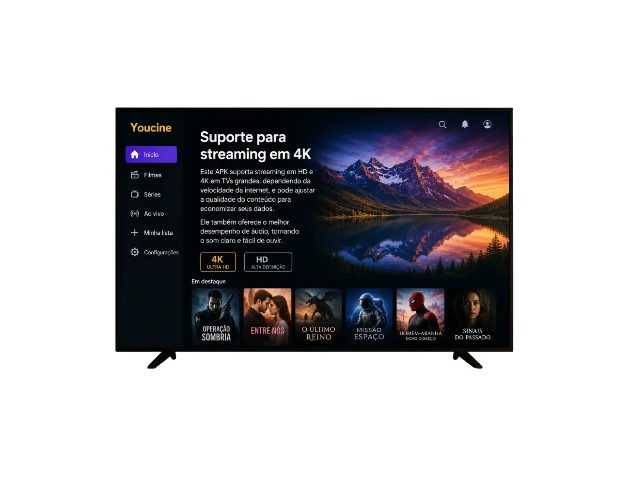 Suporte a 4K no YouCine APK para Smart TV